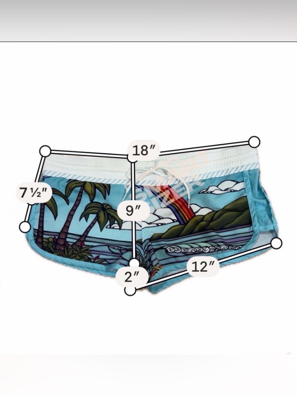 Rip Curl Women's Heather Brown Board Shorts L Y2K Hawaii Surf Swim Rare Tropical - Picture 5 of 6